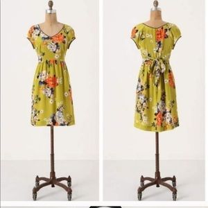 Anthro Silk Floral Dress